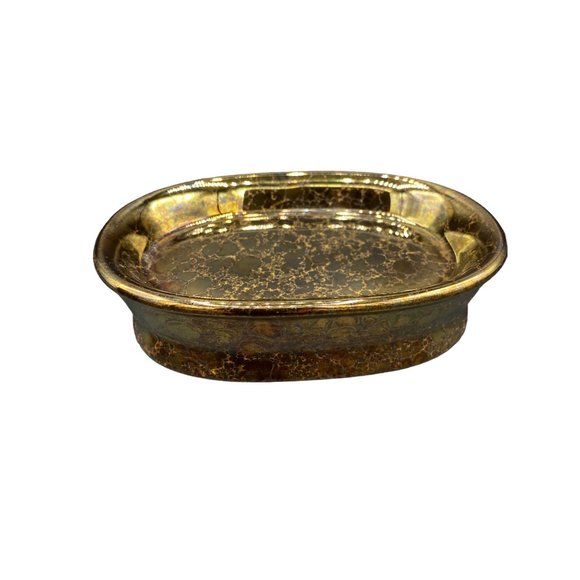 Joseph Abboud Bronze Ceramic Bathroom Set Tissue Cover Soap Dish Toothbrush Hold - Picture 5 of 16